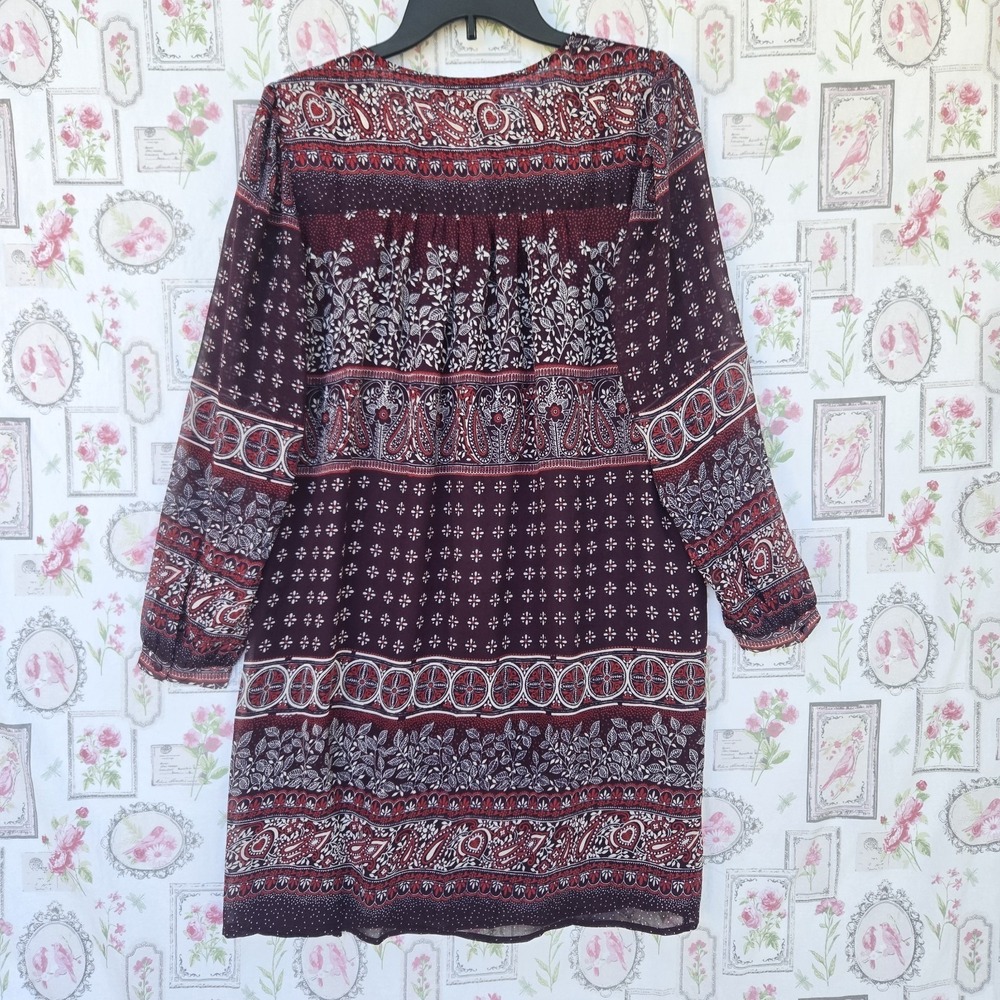 NWT Anthropologie One September Vella XS Burgundy Paisley Floral Tunic Dress - Picture 6 of 8